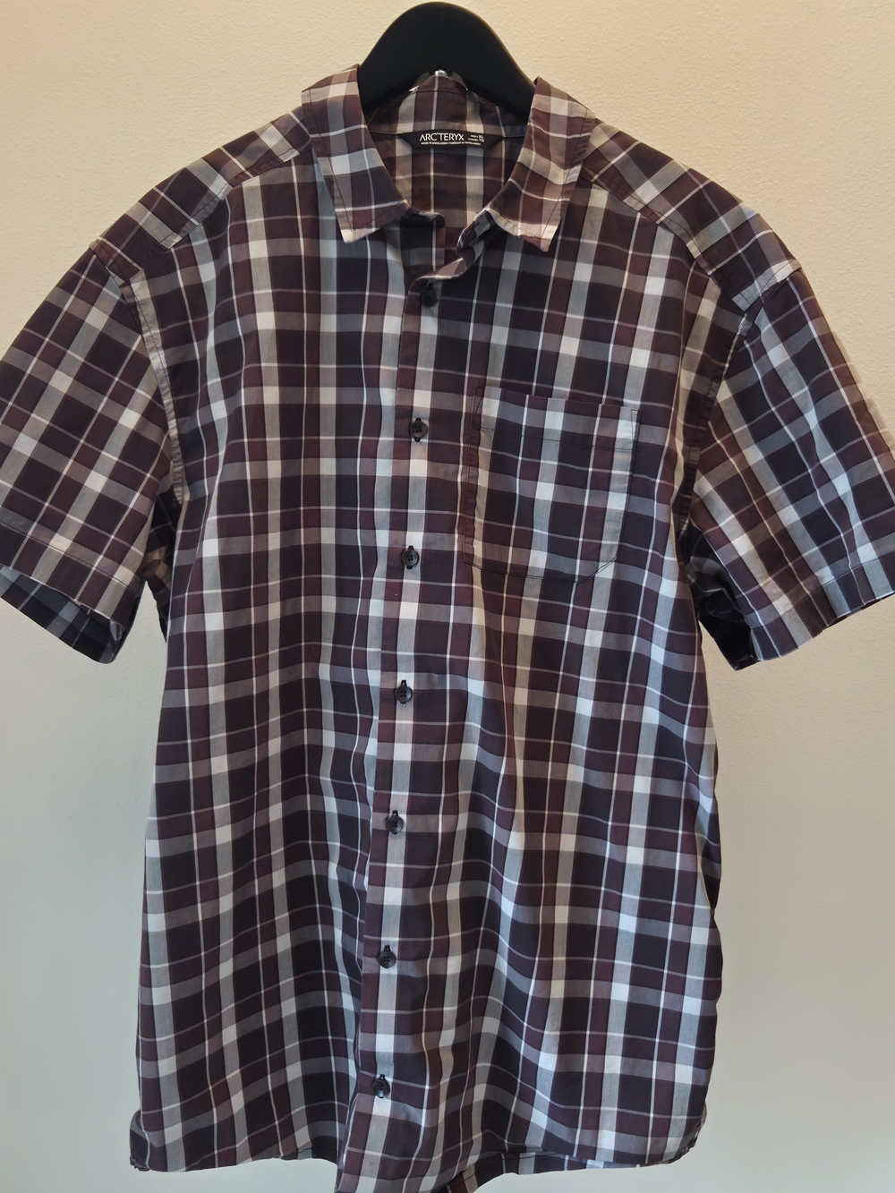 Arc'teryx Men's Short-Sleeve Plaid Shirt - Purple and White